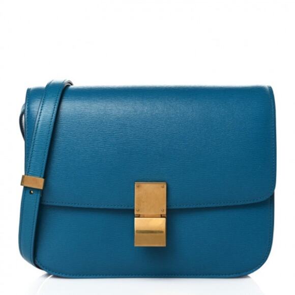 CELINE Liege Calfskin Medium Classic Box Flap Bag Turquoise - Picture 1 of 9